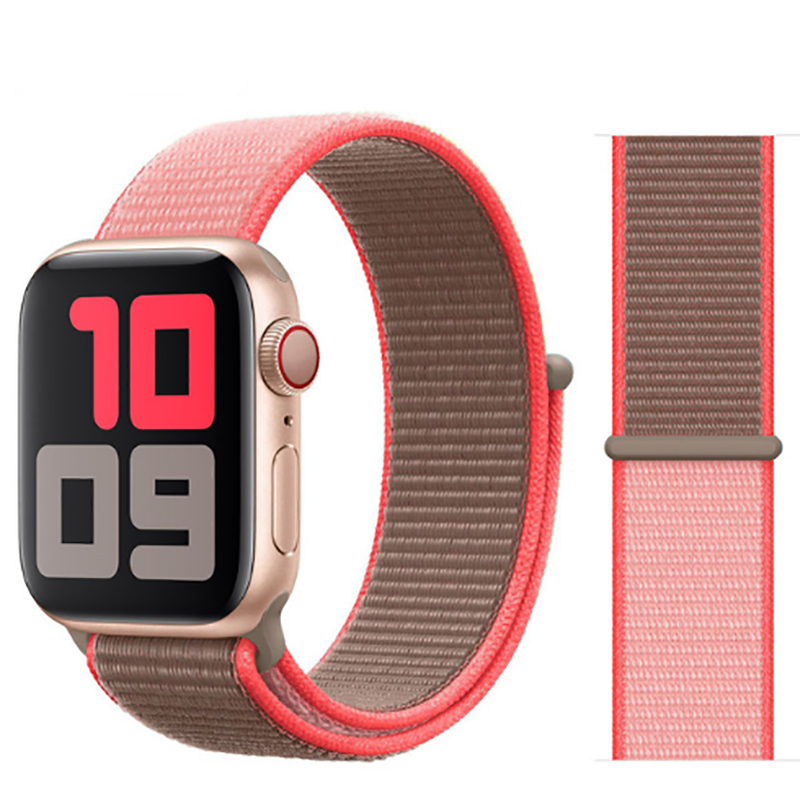 Apple Watch 38mm Zore KRD-03 Hasır Kordon - 56-Neon Pink