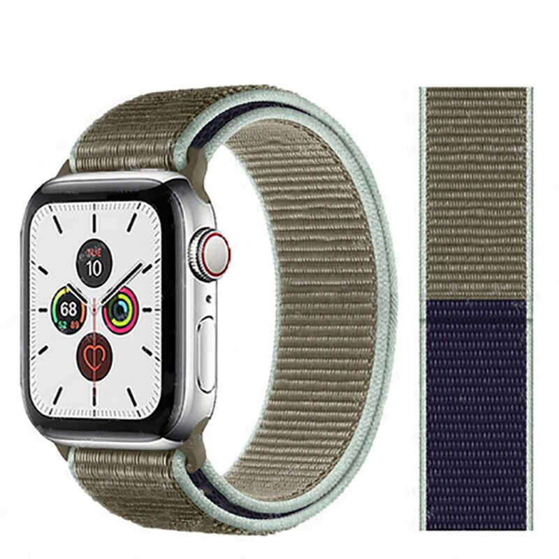 Apple Watch 38mm Zore KRD-03 Hasır Kordon - 46-Khaki
