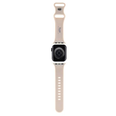 Apple Watch 40mm Hello Kitty Orjinal Lisanslı Yazı Logolu Fiyonk & Kitty Head Silikon Kordon - 8