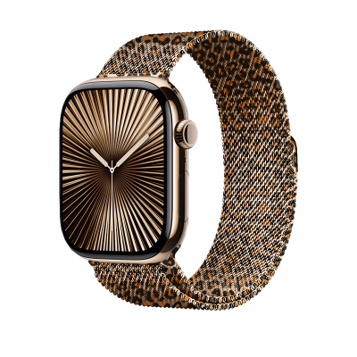 Apple Watch 40mm Zore KRD-01 Leopar Desenli Metal Kordon - Zore