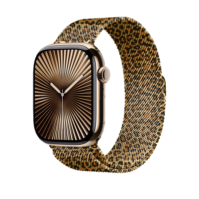 Apple Watch 42mm Zore KRD-01 Leopard Pattern Metal Band - Zore
