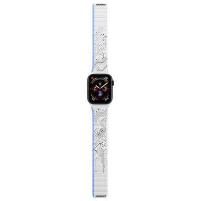 Apple Watch 44mm Kordon Youngkit Technological Magnetik Tak Çıkar Silikon Strap Kayış - Youngkit