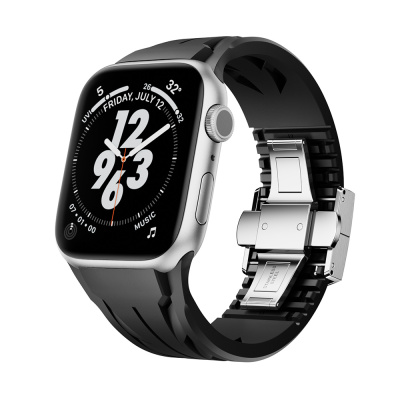 Apple Watch 44mm KRD-127 Metal Tokalı Silikon Kordon - Zore