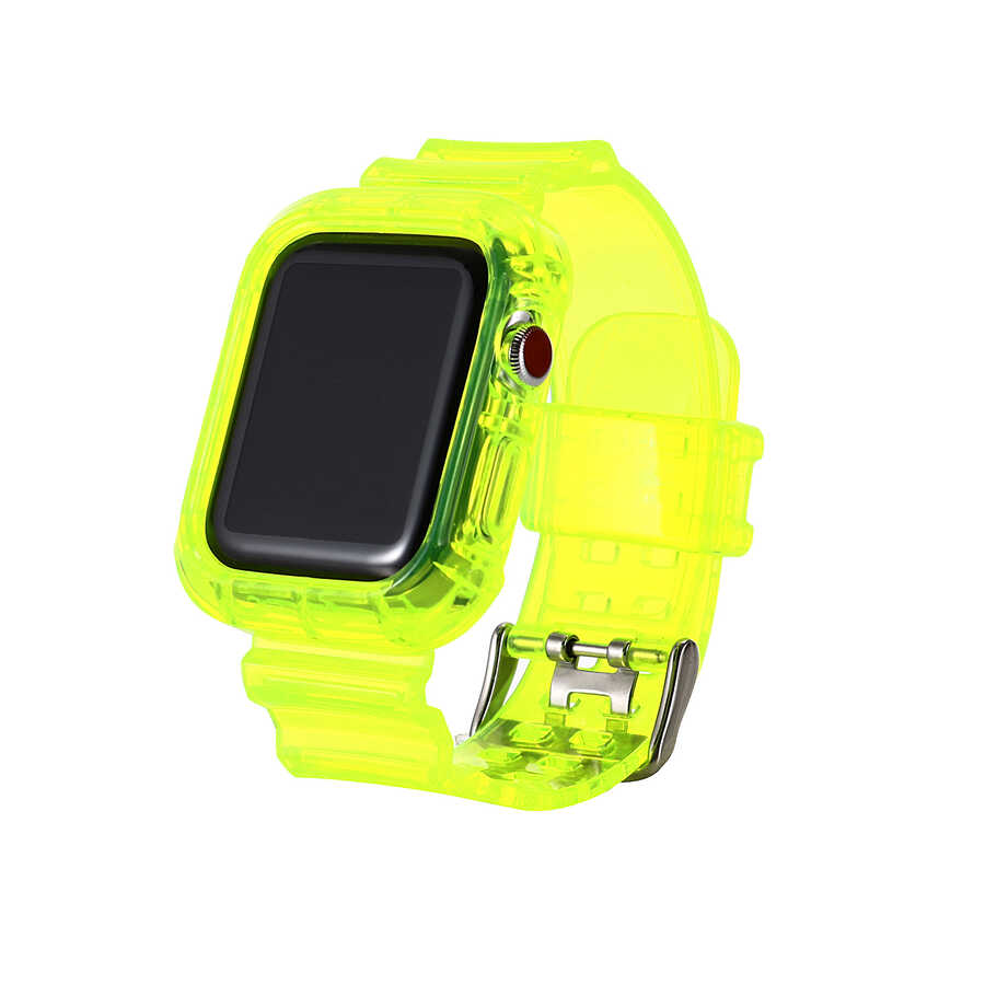 Apple Watch 44mm KRD-27 Silikon Kordon - Sarı