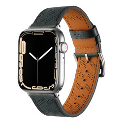 ​​​Apple Watch 44mm KRD-76 PU Deri Kordon Strap Kayış - Zore