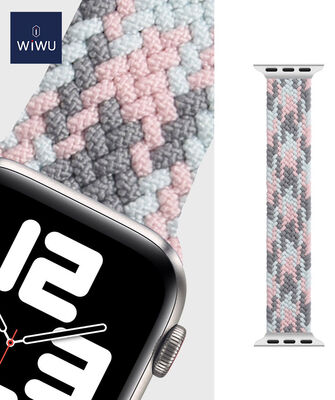 Apple Watch 44mm Wiwu Braided Solo Loop Contrast Color Medium Kordon
