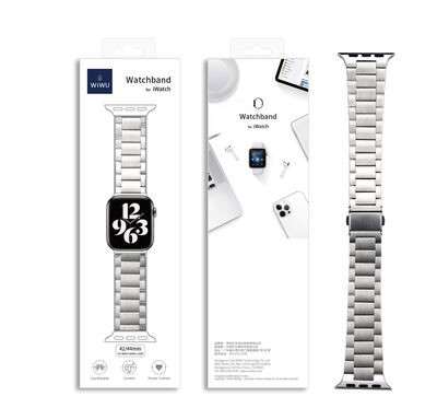 Apple Watch 44mm Wiwu Ultra Thin Steel Belt Three Beads Metal Kordon - 9