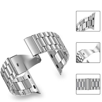 Apple Watch 44mm Wiwu Ultra Thin Steel Belt Three Beads Metal Kordon - 4
