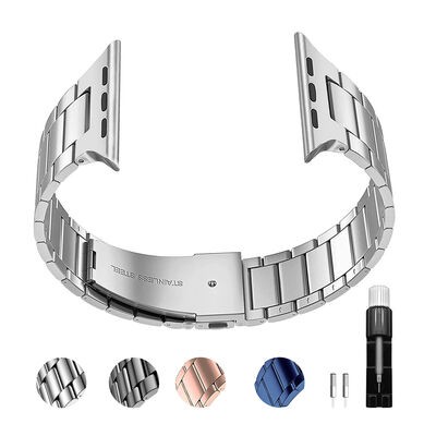Apple Watch 44mm Wiwu Ultra Thin Steel Belt Three Beads Metal Kordon - 3