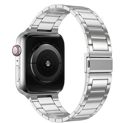 Apple Watch 44mm Wiwu Ultra Thin Steel Belt Three Beads Metal Kordon - 2