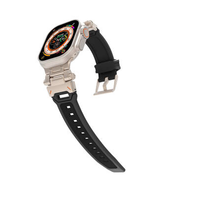 Apple Watch 44mm Zore KRD-108 Metal Başlıklı Silikon Kordon - 15