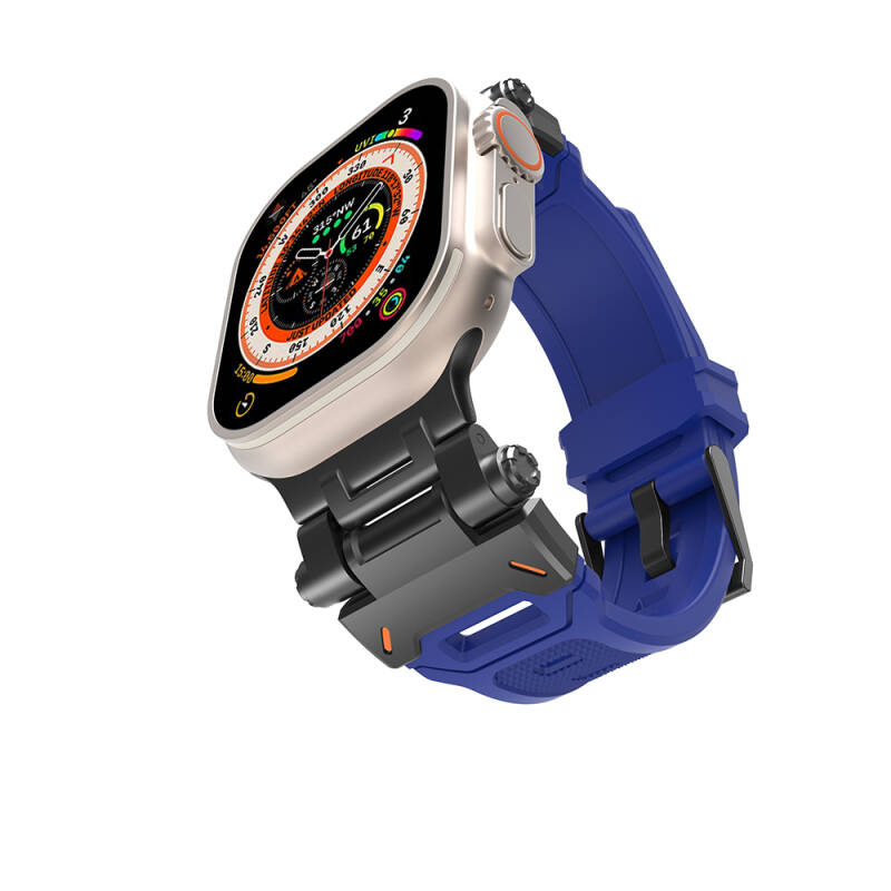 Apple Watch 44mm Zore KRD-108 Metal Başlıklı Silikon Kordon - 5