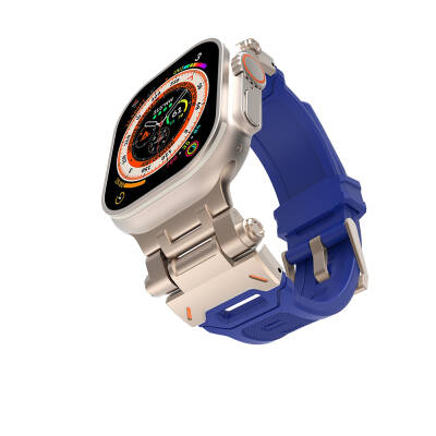 Apple Watch 44mm Zore KRD-108 Metal Başlıklı Silikon Kordon - 10