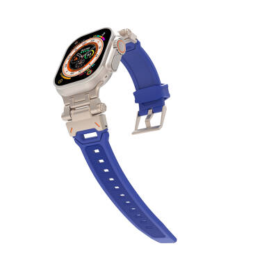 Apple Watch 44mm Zore KRD-108 Metal Başlıklı Silikon Kordon - 19