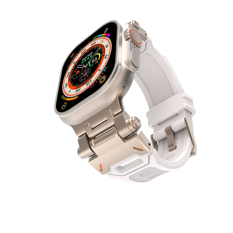 Apple Watch 44mm Zore KRD-108 Metal Başlıklı Silikon Kordon - 6