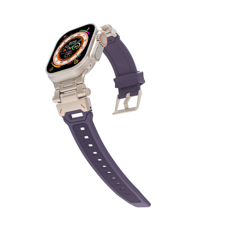 Apple Watch 44mm Zore KRD-108 Metal Başlıklı Silikon Kordon - 23