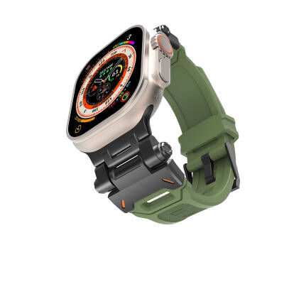 Apple Watch 44mm Zore KRD-108 Silicone Band with Metal Head - 11
