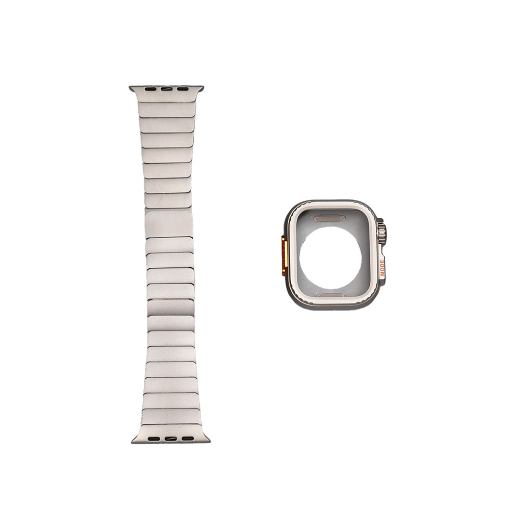 Apple Watch 44mm Zore KRD-126 Sert Kasa Koruyuculu Metal Kordon - Starlight