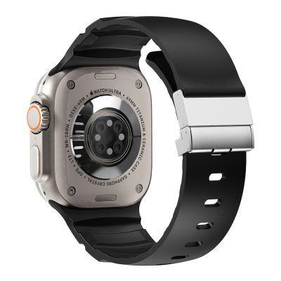 Apple Watch 44mm Zore KRD-145 Metal Tokalı Silikon Kordon - Zore