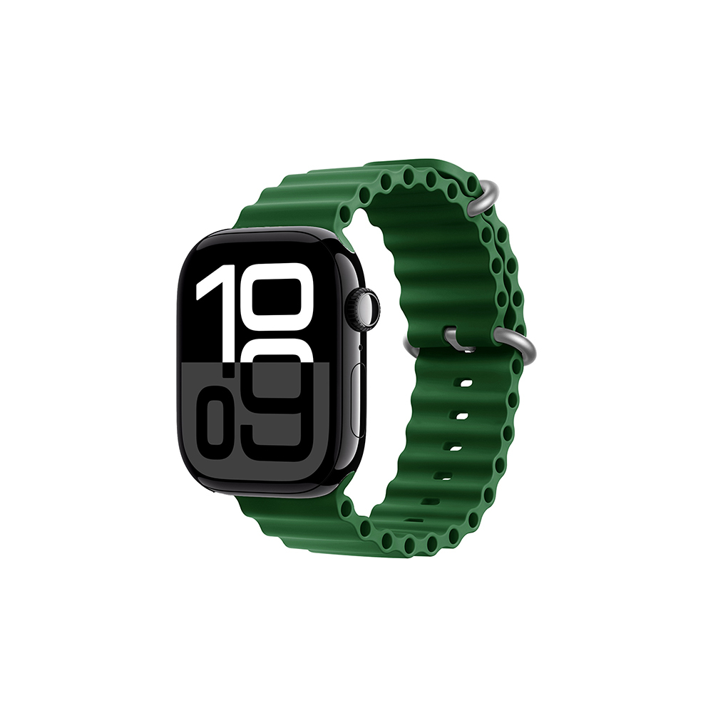 Apple Watch 10 46mm Zore KRD-75 Silikon Kordon - Koyu Yeşil