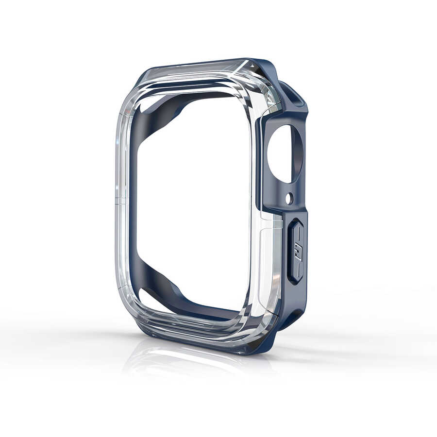 Apple Watch 44mm Zore Watch Gard 08 Sert PC + Silikon Koruyucu - Lacivert