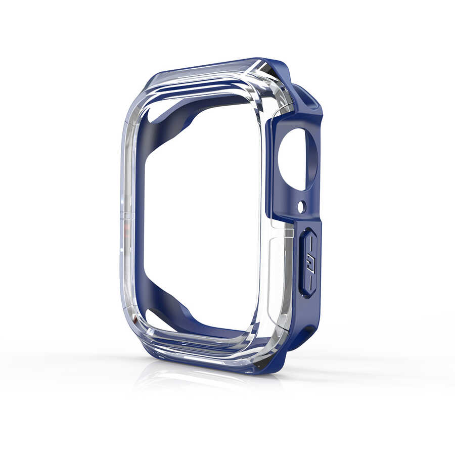 Apple Watch 44mm Zore Watch Gard 08 Sert PC + Silikon Koruyucu - Mavi