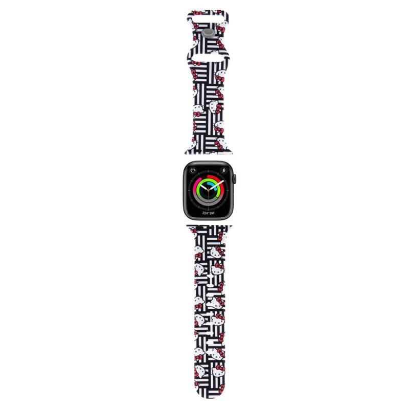 Apple Watch 7 41mm Hello Kitty Orjinal Lisanslı Çizgiler & Kitty Silikon Kordon - 2