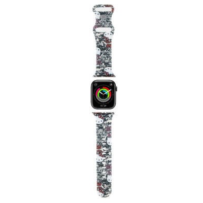 Apple Watch 7 41mm Hello Kitty Orjinal Lisanslı Etiket Graffiti Silikon Kordon - 7
