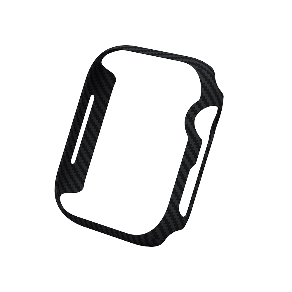 Apple Watch 7 45mm 600D Aramid Fiber Classic Serisi Black-Grey Twill Kasa Koruyucu Pitaka Air Case - Siyah-Gri