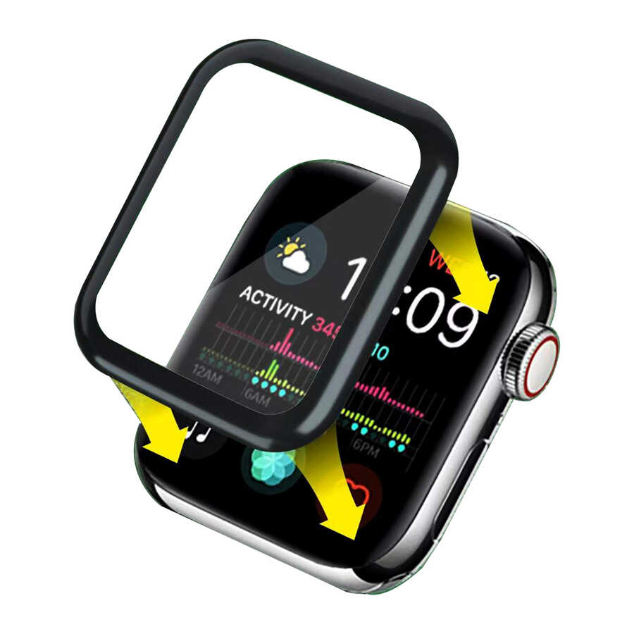 Apple Watch 7 45mm Go Des 2 in 1 Ekran Koruyucu - Siyah
