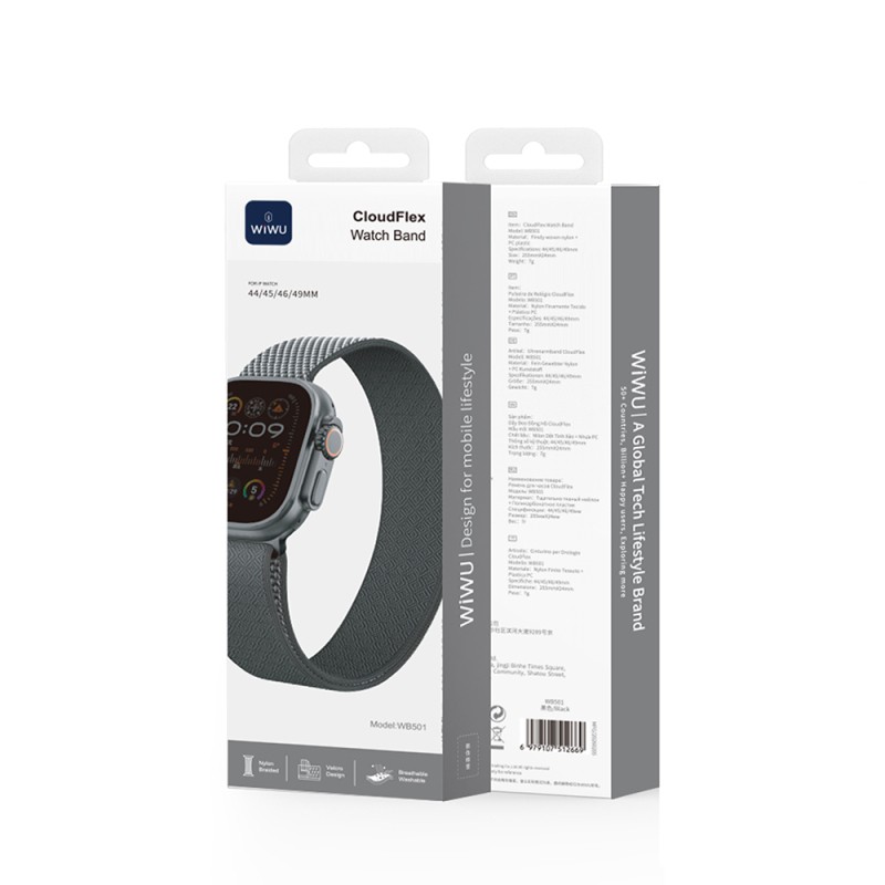 Apple Watch 7 45mm Kordon Wiwu WB501 CloudFlex Serisi Hasır Örgü Strap Kayış - 14