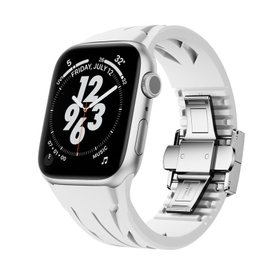 Apple Watch 7 45mm KRD-127 Metal Tokalı Silikon Kordon - Zore