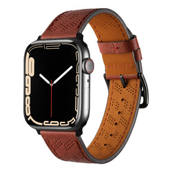 ​​​Apple Watch 7 45mm KRD-76 PU Deri Kordon Strap Kayış - Zore