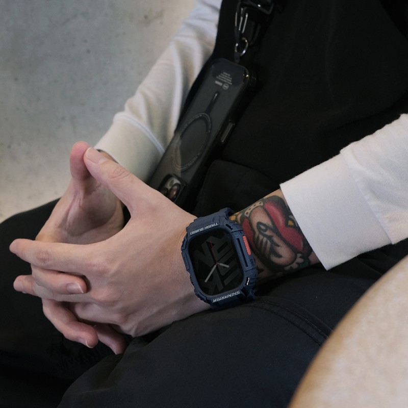 Apple Watch 7 45mm Skinarma Mecha 2in1 TPU Kasa Koruyucu + Silikon Kordon - 14