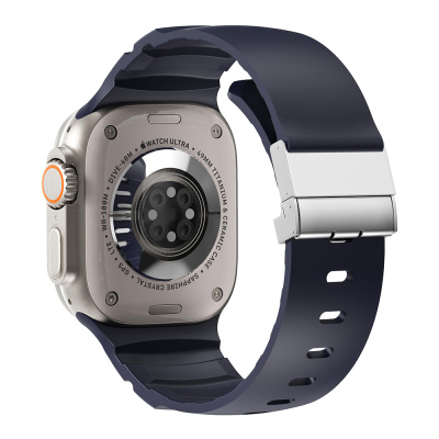 Apple Watch 7 45mm Zore KRD-145 Metal Tokalı Silikon Kordon - Zore