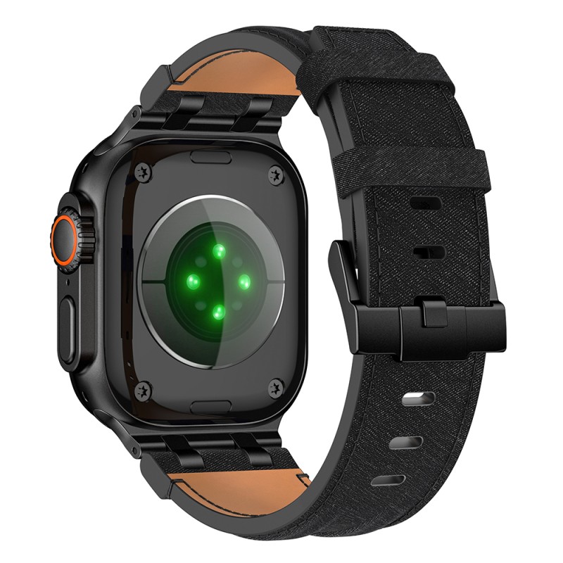 Apple Watch 7 45mm Zore KRD-153 Kot Kumaş Tasarımlı Kordon - 5