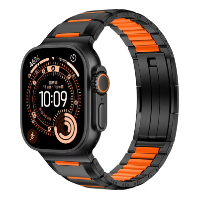 Apple Watch 7 45mm Zore KRD-155 Metal Silikon Kordon - Zore