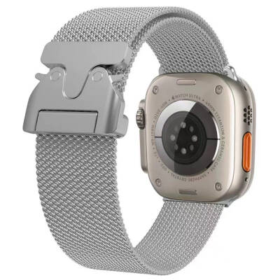 Apple Watch 7 45mm Zore KRD-25 Metal Hasır Kordon - Zore
