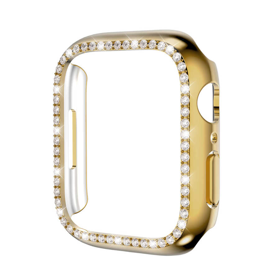 Apple Watch 7 45mm Zore Watch Gard 05 Sert PC Koruyucu - Gold