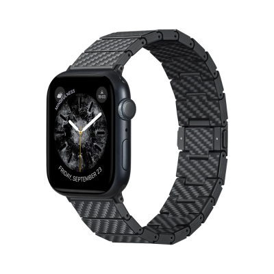 Apple Watch Serisi Uyumlu Karbon Fiber Pitaka Modern Serisi Black-Grey Twill Universal Kordon - Pitaka