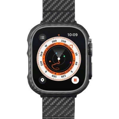 Apple Watch Ultra 49mm 600D Aramid Fiber Classic Series Black-Grey Twill Case Protective Pitaka Air Case - 4