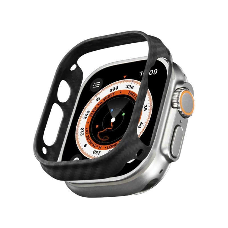 Apple Watch Ultra 49mm 600D Aramid Fiber Classic Series Black-Grey Twill Case Protective Pitaka Air Case - 7