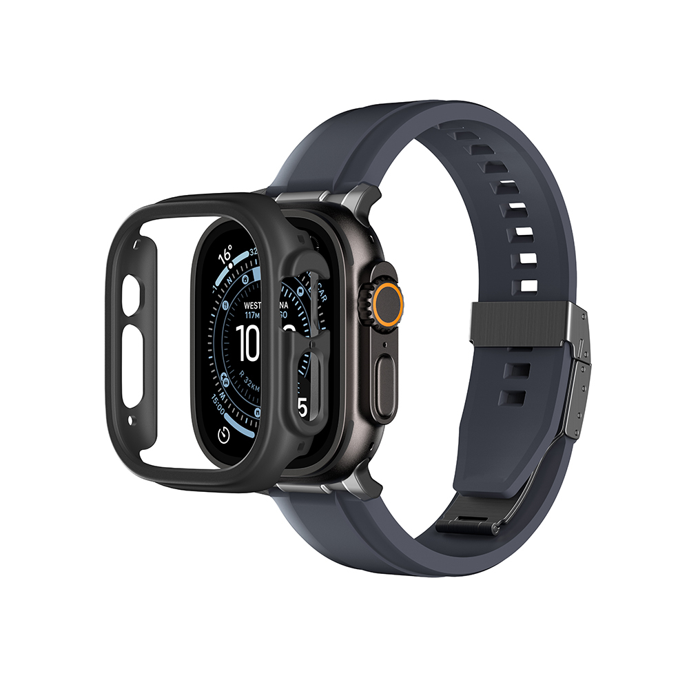 Apple Watch Ultra 49mm Amazingthing Radix Minimal FullGuard Sert PC Kasa ve Ekran Koruyucu - Siyah