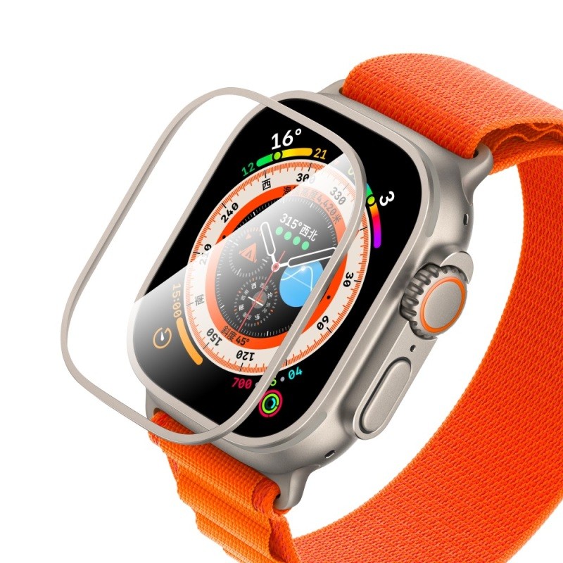 Apple Watch Ultra 49mm CaseWorld Alloy Serisi Safir Akıllı Saat Temperli Cam Ekran Koruyucu - 5