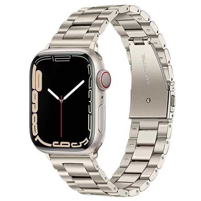 Apple Watch Ultra 49mm Kordon KRD-04 Metal Strap Kayış - Starlight