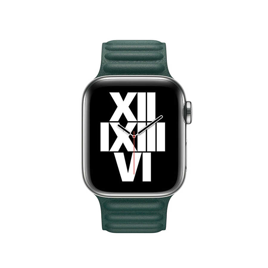 ​​​Apple Watch Ultra 49mm Kordon KRD-34 Deri Strap Kayış - Koyu Yeşil