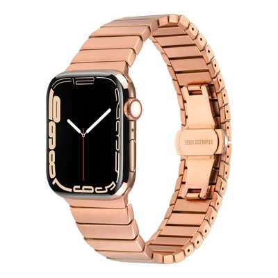Apple Watch Ultra 49mm Kordon KRD-79 Metal Strap Kayış Rose Gold