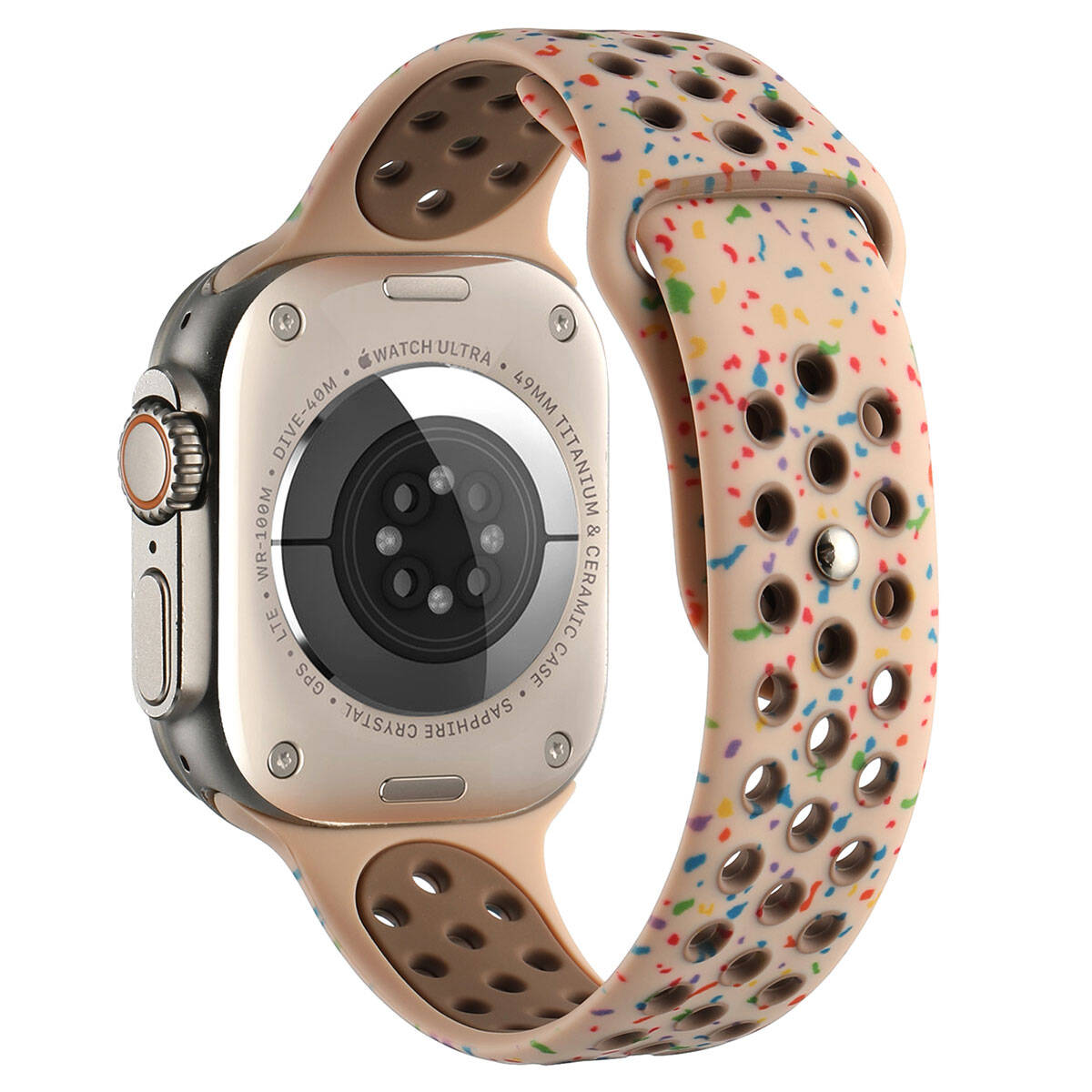 Apple Watch Ultra 49mm Kordon Yeni Seri 2023 KRD-02 Silikon Strap Kayış - Krem