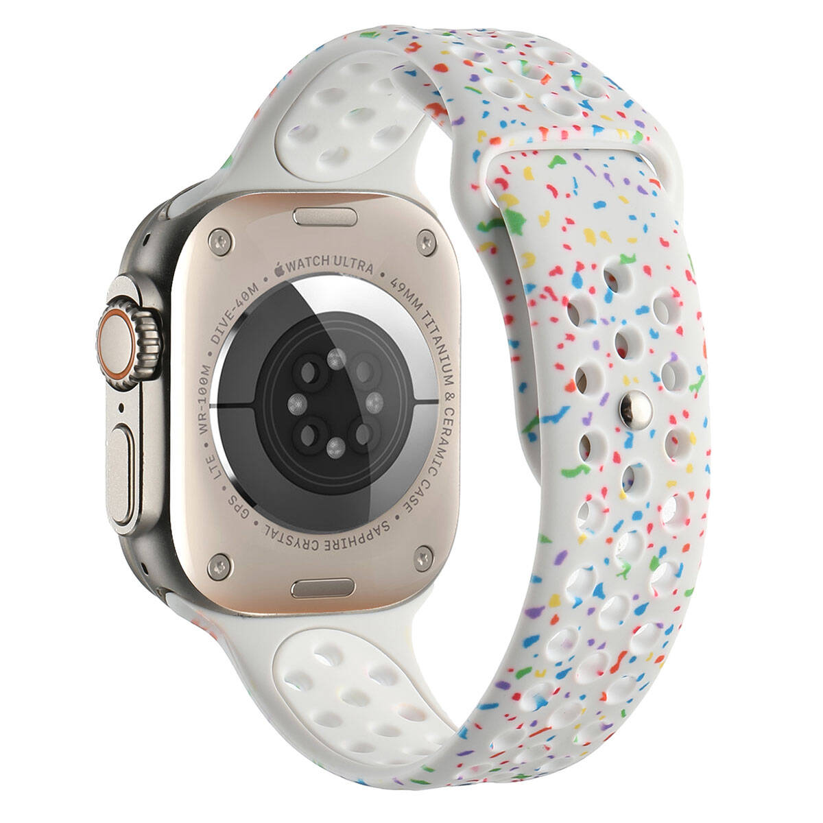 Apple Watch Ultra 49mm Kordon Yeni Seri 2023 KRD-02 Silikon Strap Kayış - Beyaz