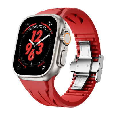 Apple Watch Ultra 49mm KRD-127 Metal Tokalı Silikon Kordon - Zore